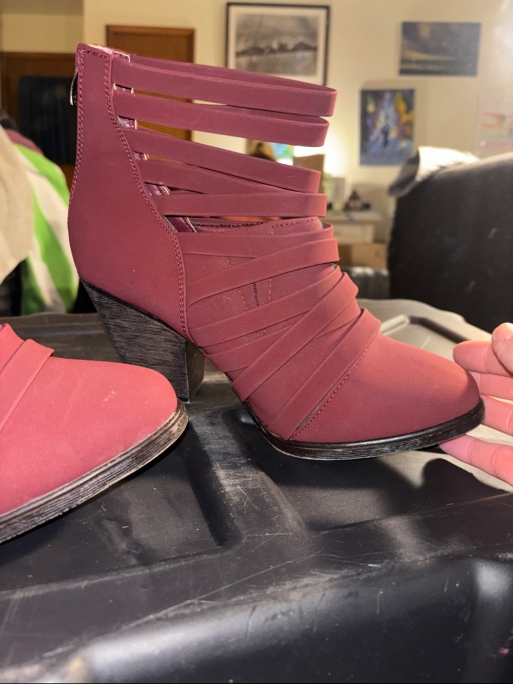 Strappy Ankle Bootie in Raspberry - Picture 4 of 7